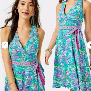Lilly Pulitzer Clancie Sleeveless Wrap Dress in - Keep on Beleafing - XXS